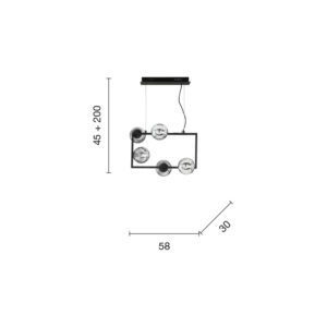 Lampada a sospensione Monile Rett 5 Disegno tecnico ondaluce luceledcom