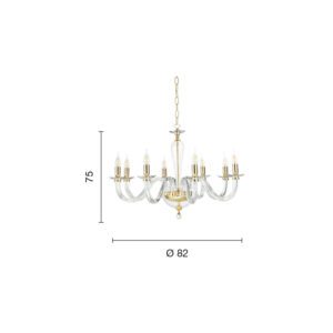 Lampada a sospensione Ravel 8 Disegno tecnico Ondaluce luceledcom