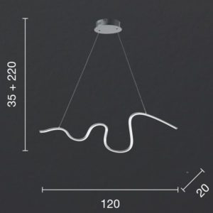 Lampada a sospensione Snake Disegno tecnico Ondaluce luceledcom