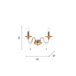 Lampada da parete Cecilia 2 Disegno tecnico Ondaluce luceledcom