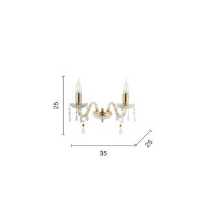 Lampada da parete Dallas 2 Disegno tecnico ondaluce luceledcom