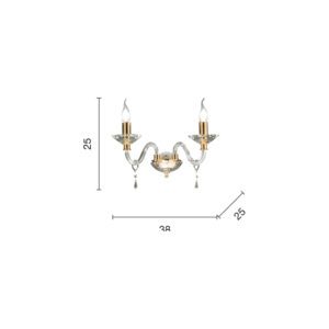 Lampada da parete Fiamma 2 Disegno tecnico Ondaluce luceledcom