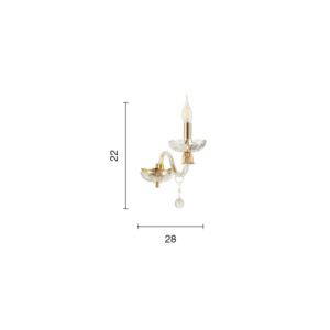 Lampada da parete Roxanne 1 Disegno tecnico Ondaluce luceledcom