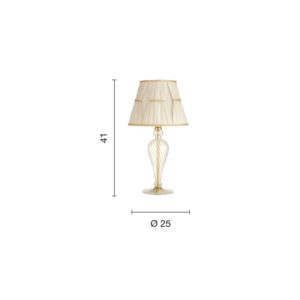 Lampada da tavolo Roxanne LT Disegno tecnico Ondaluce luceledcom