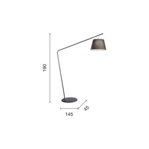 Lampada da terra Velvet Disegno tecnico Ondaluce luceledcom