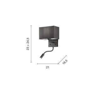 Lampada da parete Shadow Disegno tecnico Ondaluce luceledcom