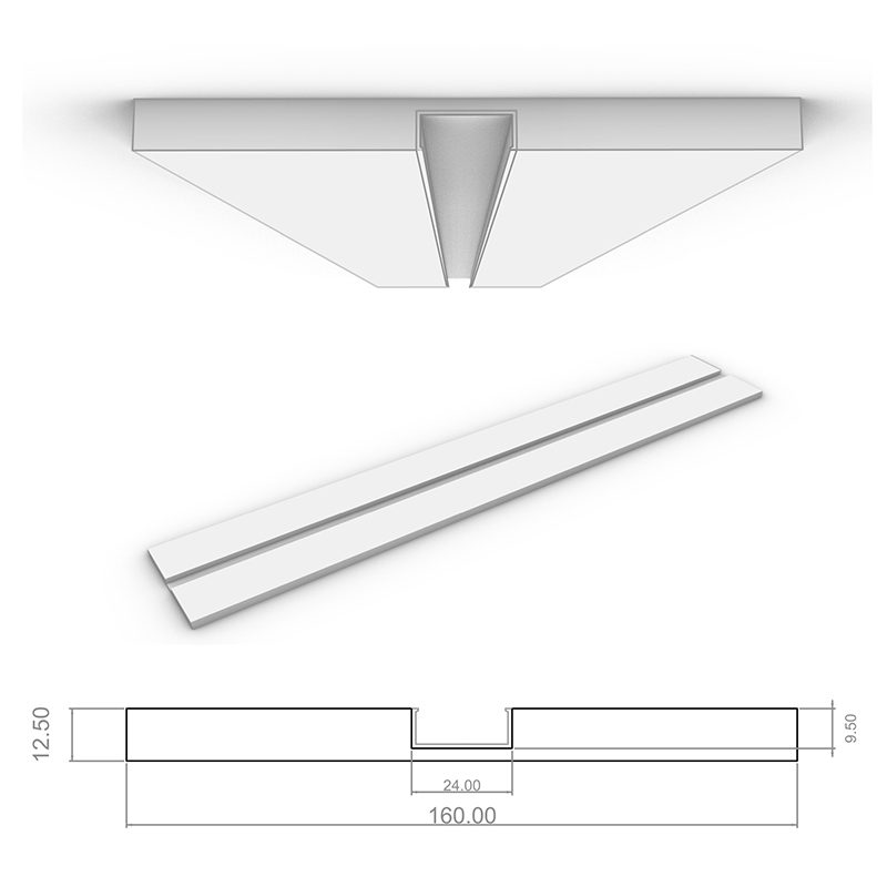 Cartongesso preassemblato Profilo Led piano per tagli di luce largo in  gesso rivestito DS9023BIG