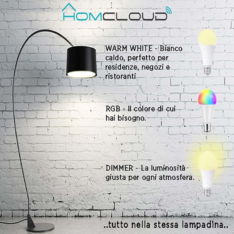 Lampadina Wi-FI RGB + Bianco caldo E14 C37 dimmerabile – Homcloud