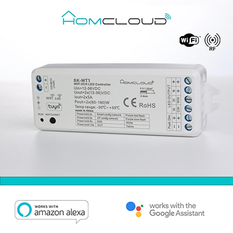 Ricevitore DIM 12/24V DC, 5CH*3A, Wi-Fi+RF2.4G RGB+CCT – Homcloud