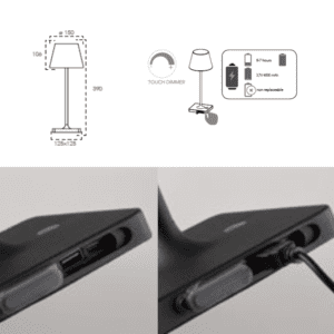 Lampada da tavolo per esterni IP44 Jammin con batteria ricaricabile Dettagli tecnici
