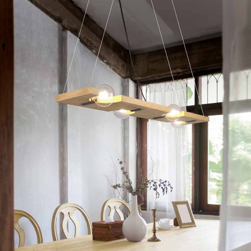 Lampada a sospensione Led Tailor in legno naturale e acciaio