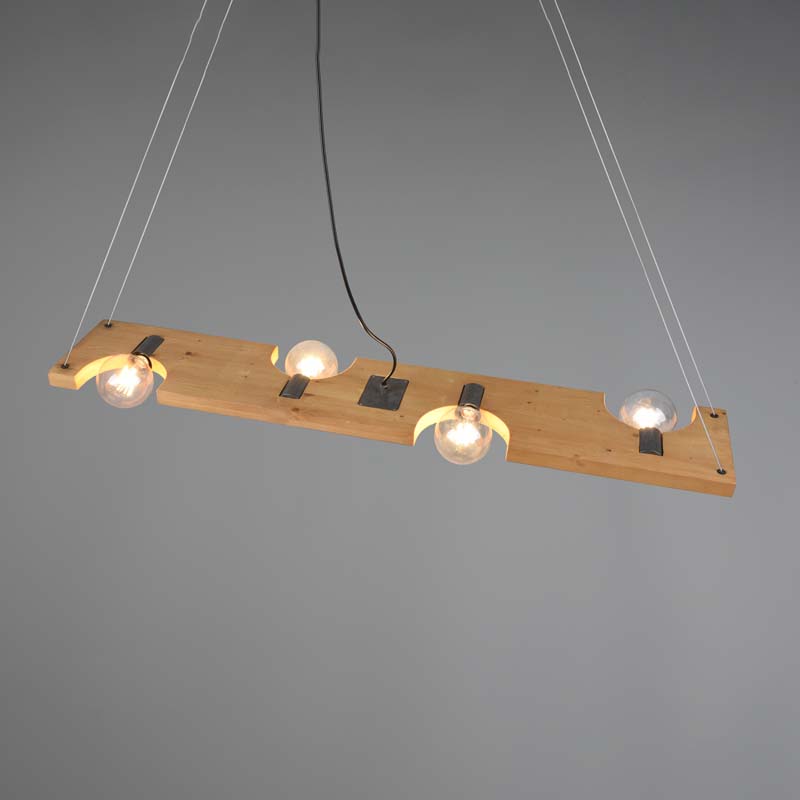 Lampada a sospensione Led Tailor in legno naturale e acciaio