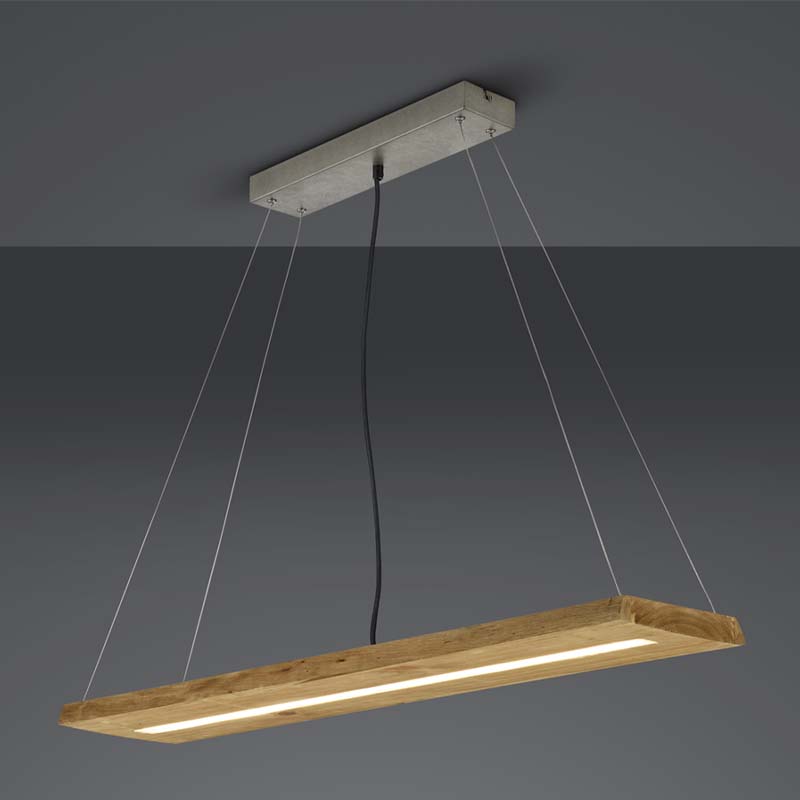 Lampada a sospensione Led Madras barra rettangolare legno e