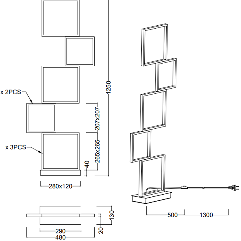 Lampada da terra Led Nuria con regolazione luce calda-fredda e dimmerabile  34W- Trio Lighting