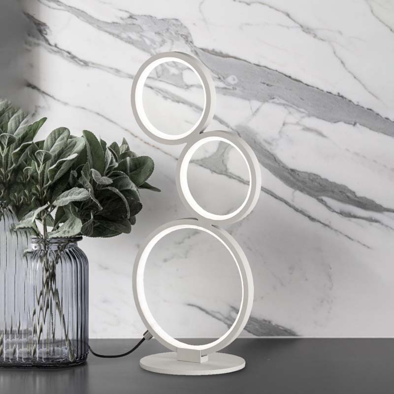 Lampada da tavolo Led Rondo con tre cerchi in metallo H.45 cm 17W – Trio  Lighting