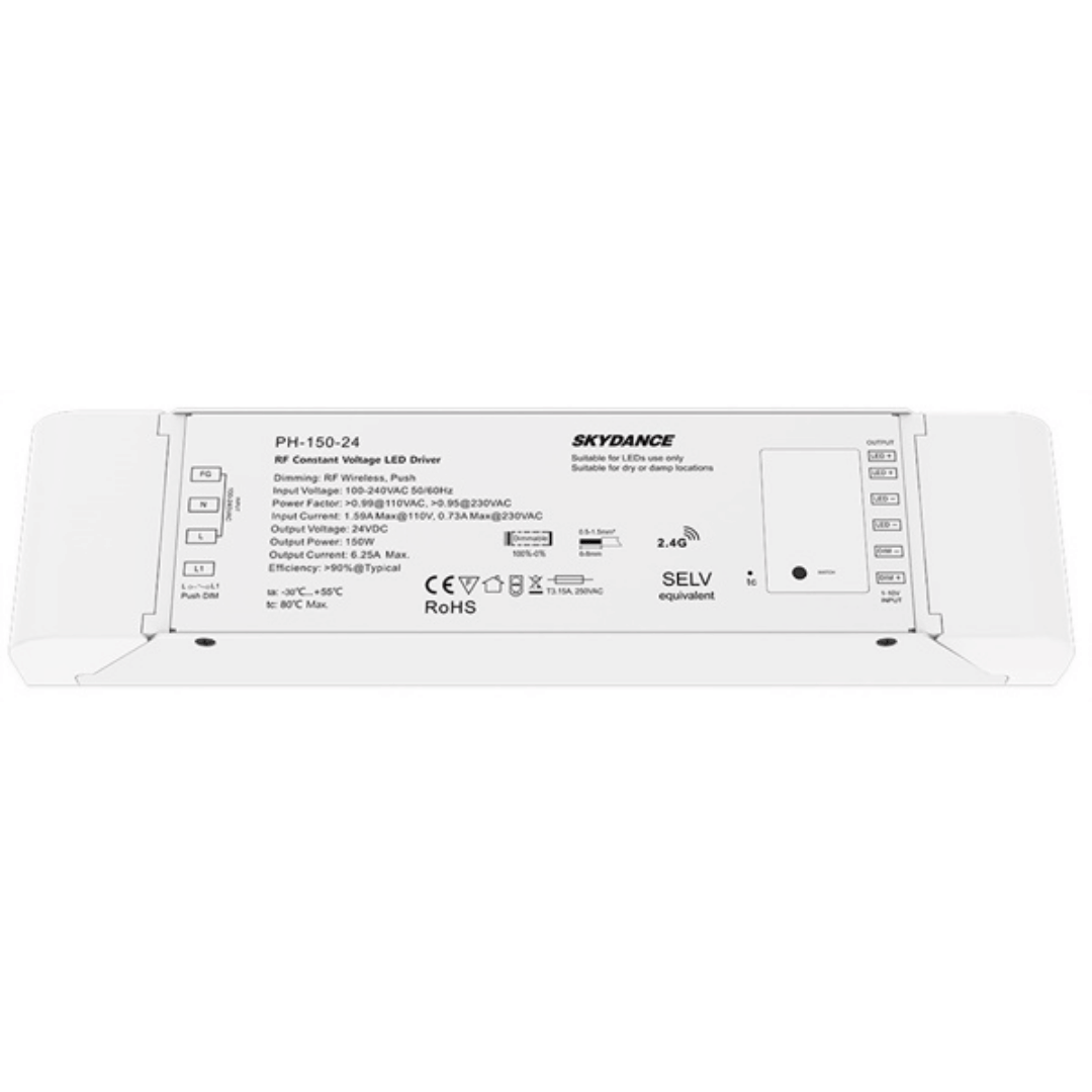 Led Driver+Dimmer 1Ch Monocolore 24V 150W DETTAGLIO ANGOLAZIONE DS0103SKY-E
