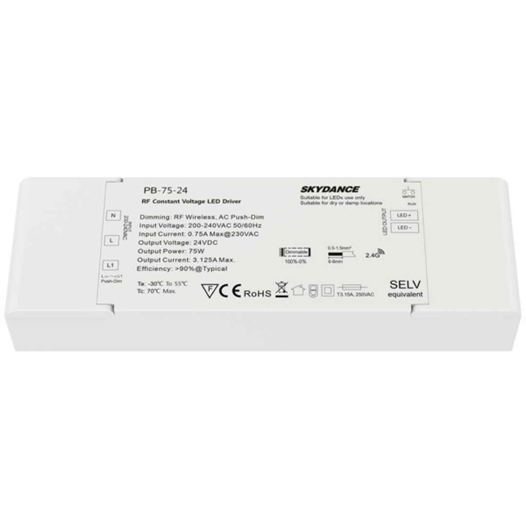 Led Driver+Dimmer 1Ch Monocolore 24V 75W DETTAGLIO RETRODS0102SKY-E