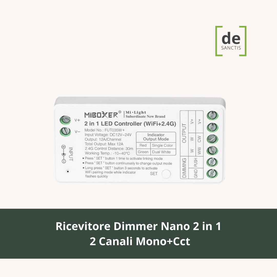 ALPHA ELETTRONICA ALC022 – Dimmer Per Strisce LED Monocolore – 12/24V – 10A – Comando A Pulsante – IP20
