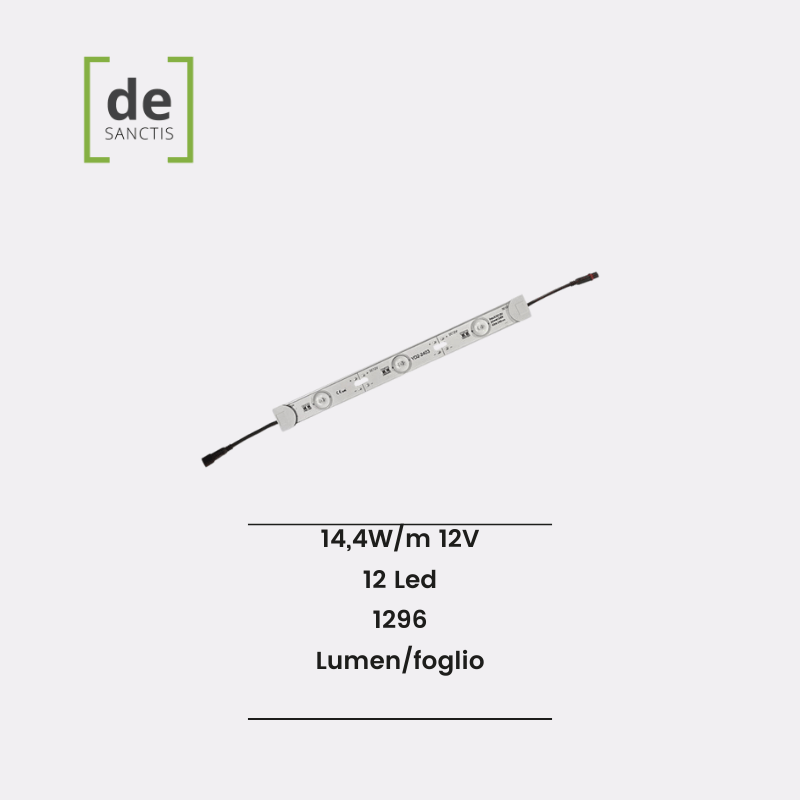 Barra Led rigida 14,4W 12Led 160° 24V – De Sanctis Light & Design | Luceled