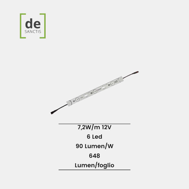 Led Mini Ld160 Barra Led Rigida 6Led Con Lenti Ip65 160° 7,2W 12V – De Sanctis Light ...
