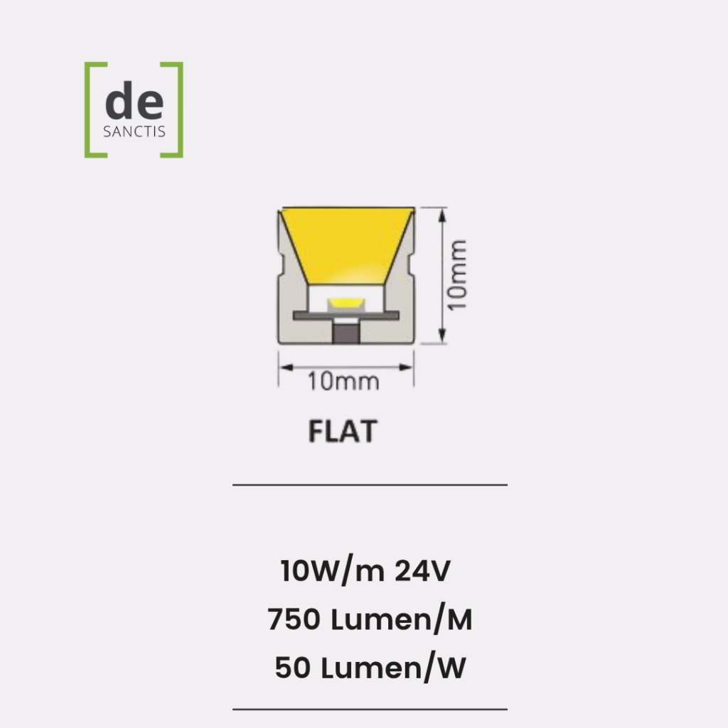 Neon Led Flex 1010 Flat Top View 10W/Mt 24V Ip67 – De Sanctis Light ...