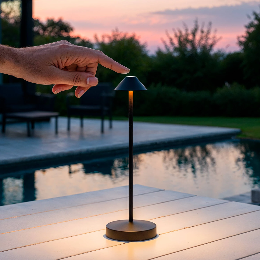 Lampada da Tavolo LED Portatile Per Esterni Magatzi - Nero (2)