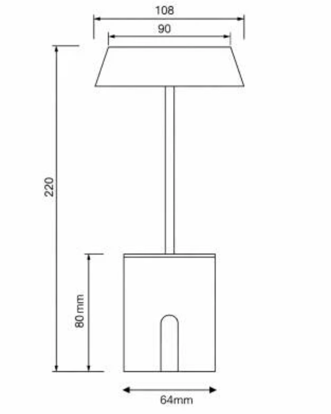 Lampada da Tavolo LED Wireless per Esterni Ula - Dimensioni