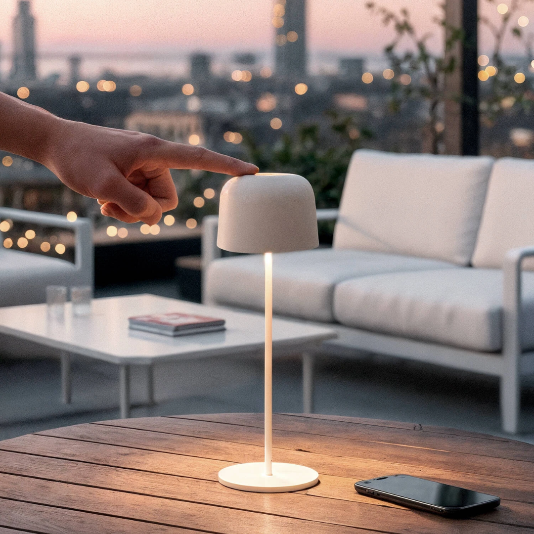 Lampada da Tavolo Portatile Per Esterni Wink Nichel - color Beige (2)