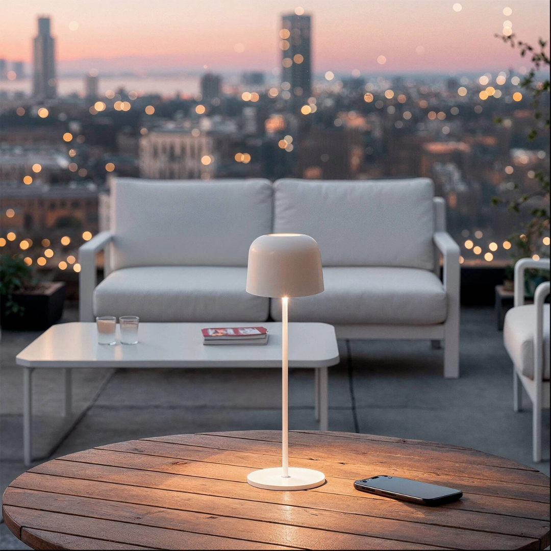 Lampada da Tavolo Portatile Per Esterni Wink Nichel - color Beige (3)