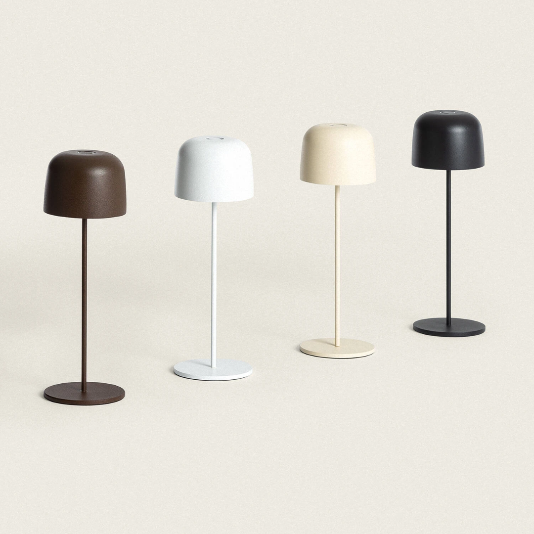 Lampada da Tavolo Portatile Per Esterni Wink Nichel - color Beige,Nero,Ossido,Bianco
