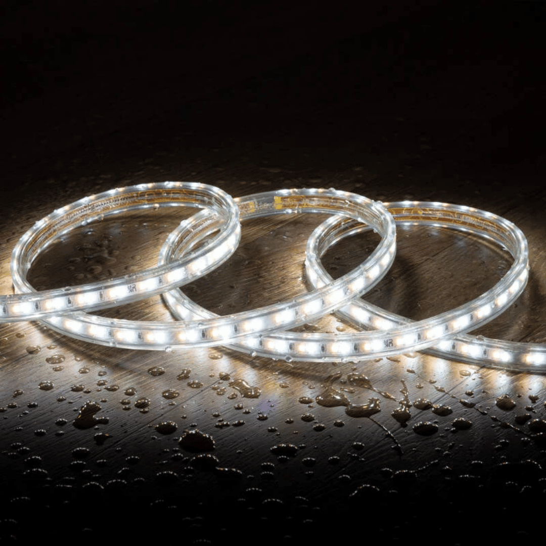 Striscia LED CCT 220V 120 LED_m 10W_m 900lm_m Larga 14mm Taglio 100cm IP65 (2)