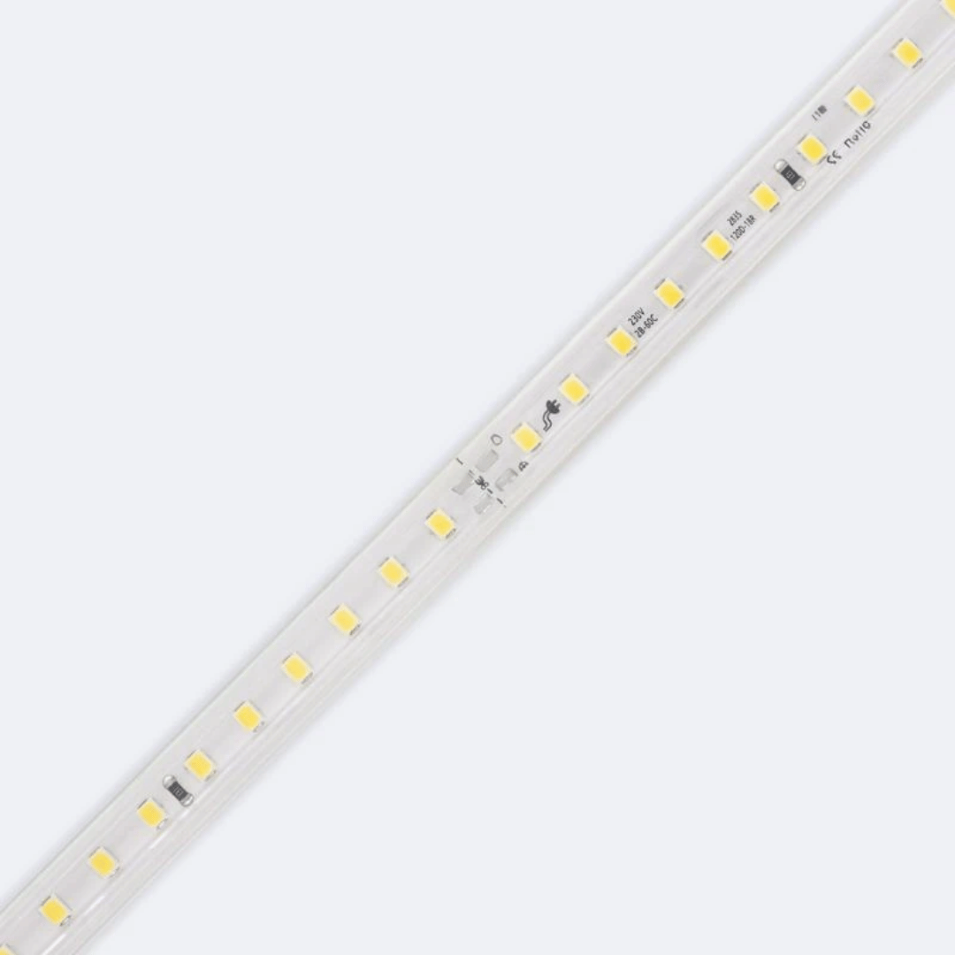 Striscia LED Regolabile 220V SMD 120 LED_m Bianco Freddo 8.5W_m 850lm_m Larga 12mm IP65 Taglio 20cm (3)