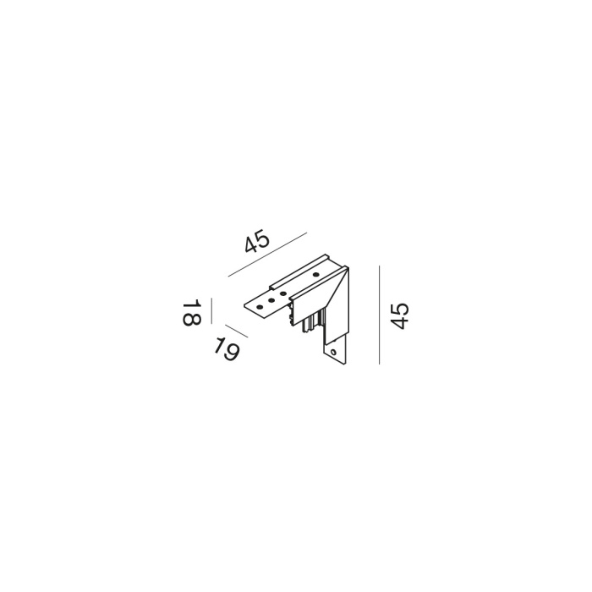 Angolo a 90° in alluminio per binario 48V per installazione parete_soffitto (2)