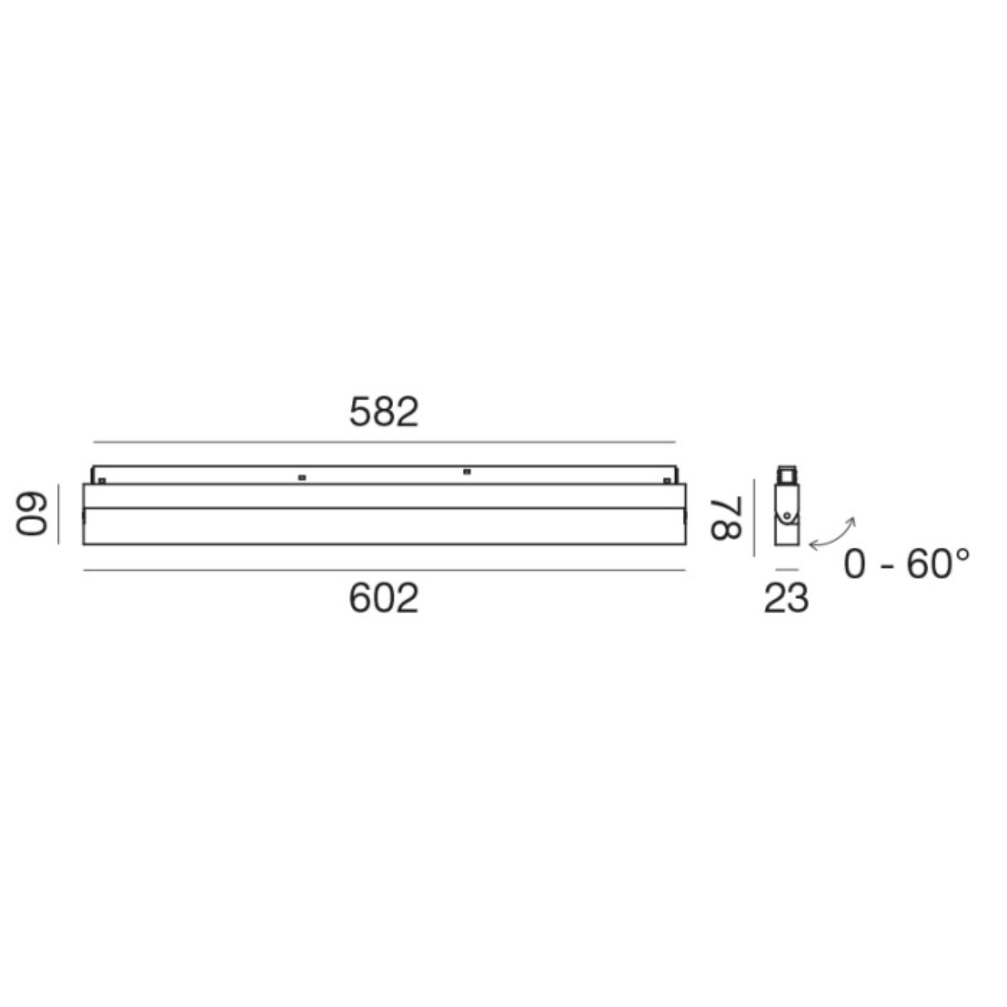 Proiettore lineare regolabile a luce diffusa non dimmerabile per binario 48V LED 24W (2)
