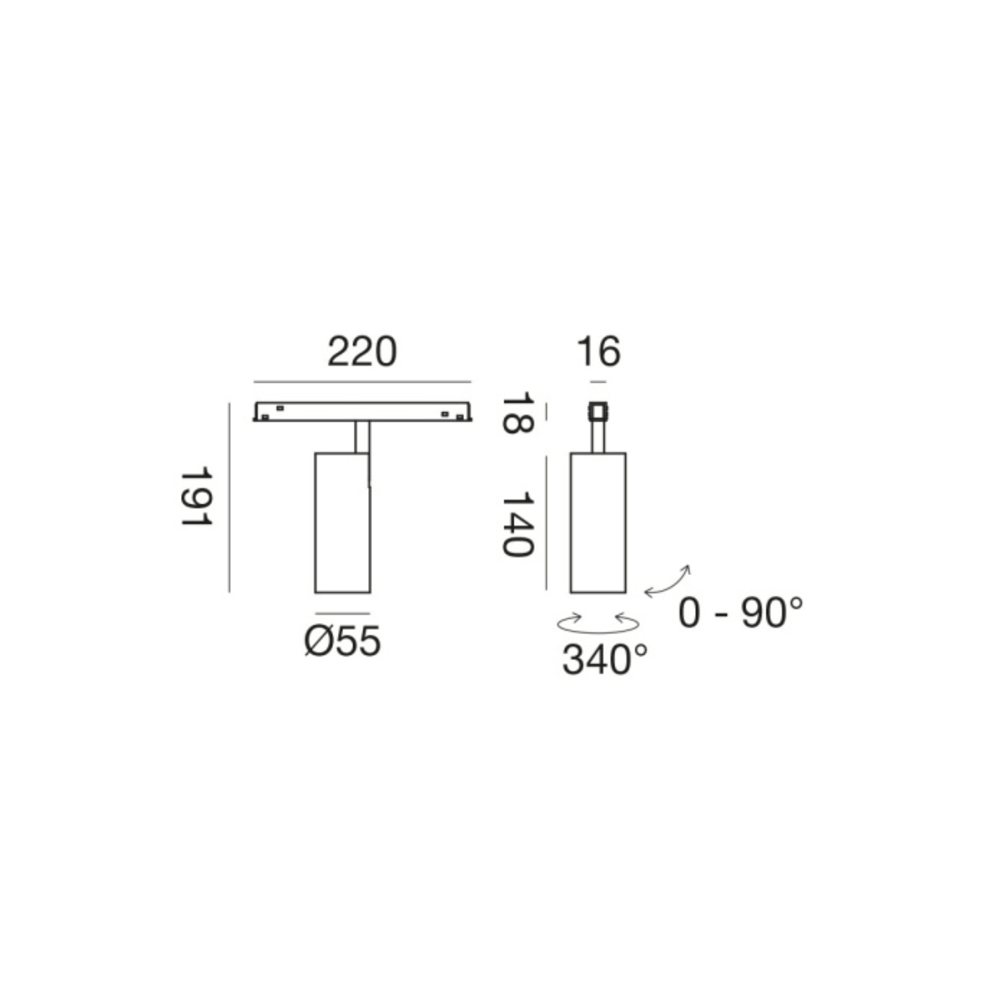 Proiettore orientabile non dimmerabile per binario 48V LED 18W (2)