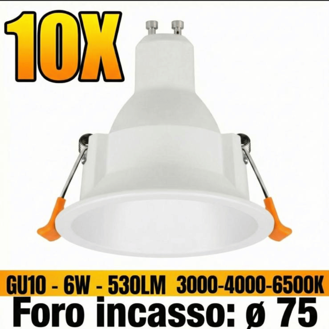 Kit 10 pezzi faretto + lampadina 6W GU10 (3)