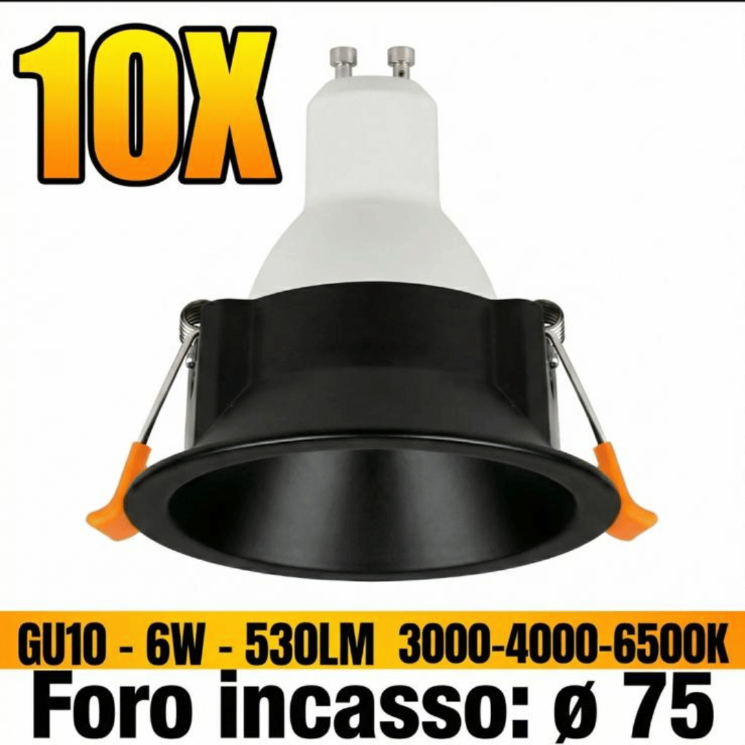 Kit-10-pezzi-faretto-lampadina-6W-GU10-5