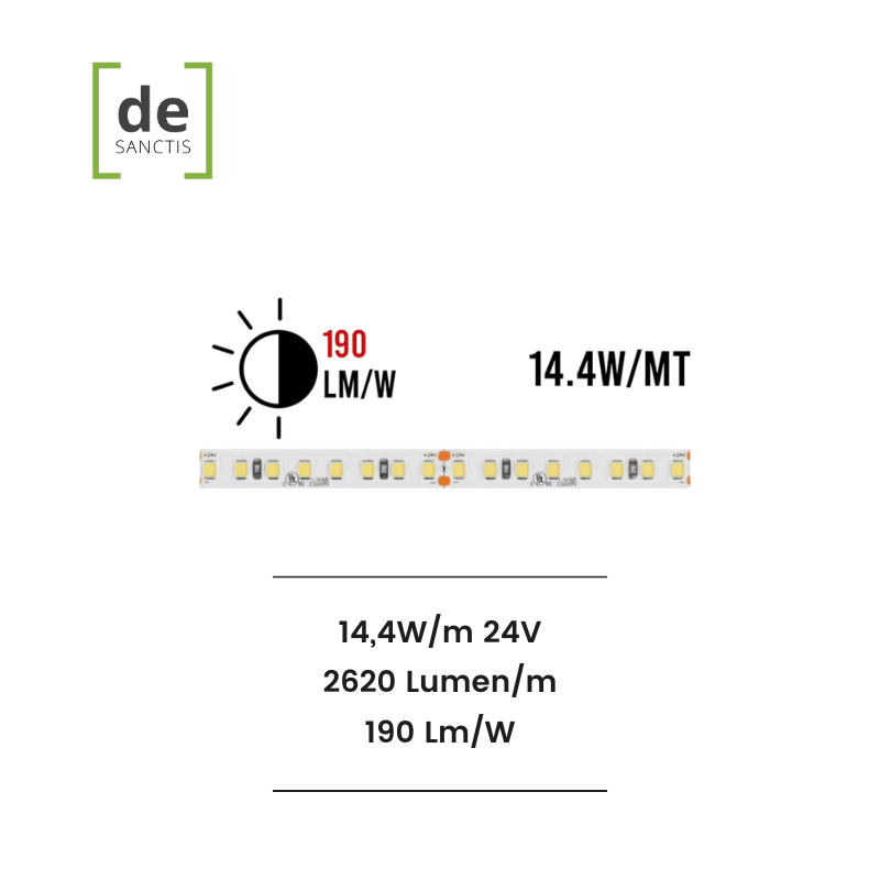 Strip-Led-2835-Ip20-144WMt-190LmW-24V-Alta-Luminosita-