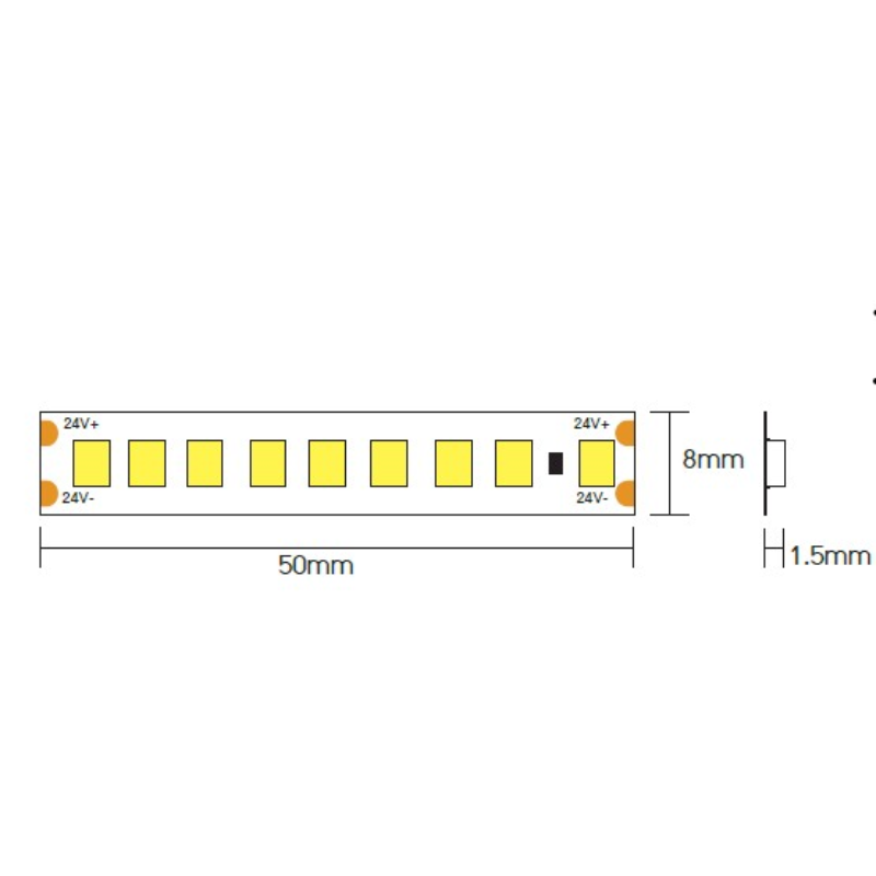 Strip Led 2835 Ip20 9,6W_Mt 24V 3000K - 200Lm_W (2)