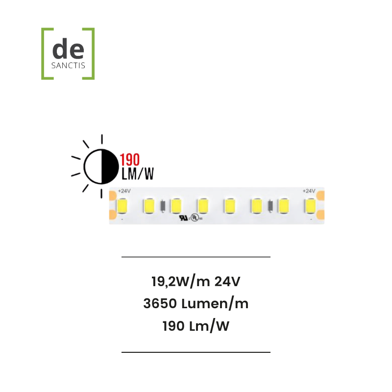 Striscia-led-monocolore-2835-Ip20-192WMt-190LmW-24V-Alta-Luminosita