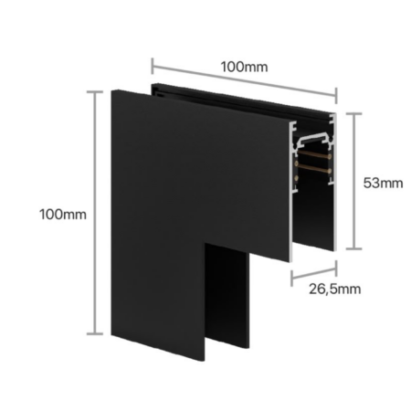 Connettore Soffitto-Parete nero e bianco per binario magnetico 48V - Ledco