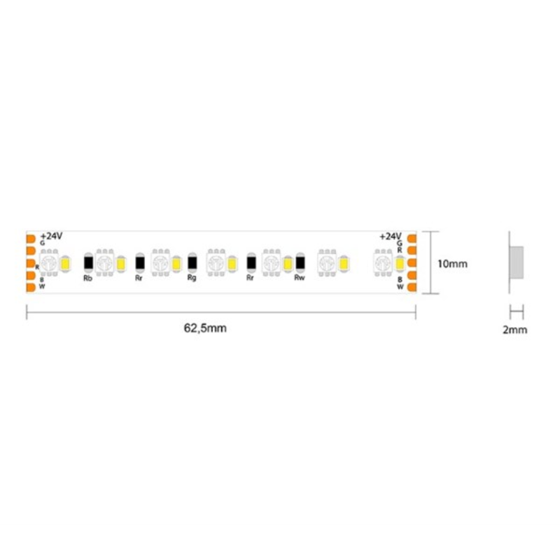 Strip Led 2216+2835 Ip65-Tr 19,2W_Mt 24VK 224Led_Mt Cri90 20 Metri