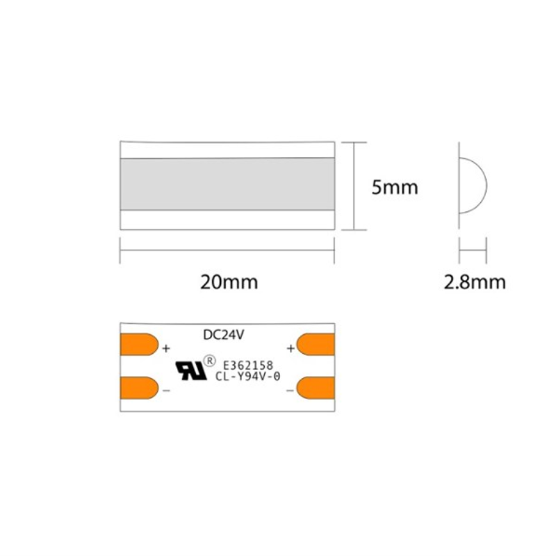 Strip Led Fcob (Csp) Ip20 4000K 10W_Mt 24V 5Mm (2)
