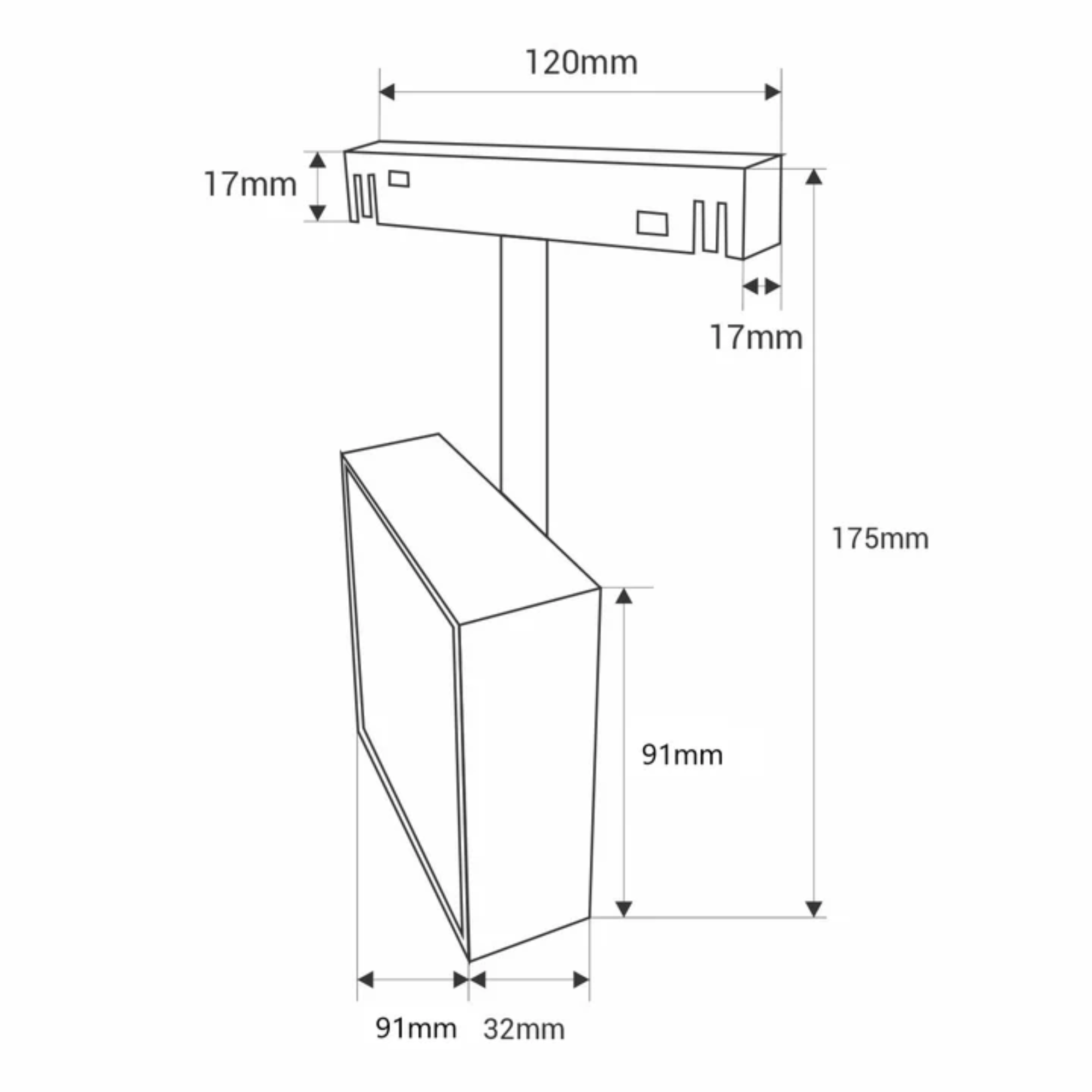 Faretto quadrato orientabile per binario magnetico 48V 9W CRI90 - UGR18 - De Sanctis Light and Design - immagine 6