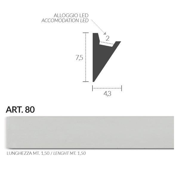 Cornice angolare in gesso illuminazione indiretta da parete Art80